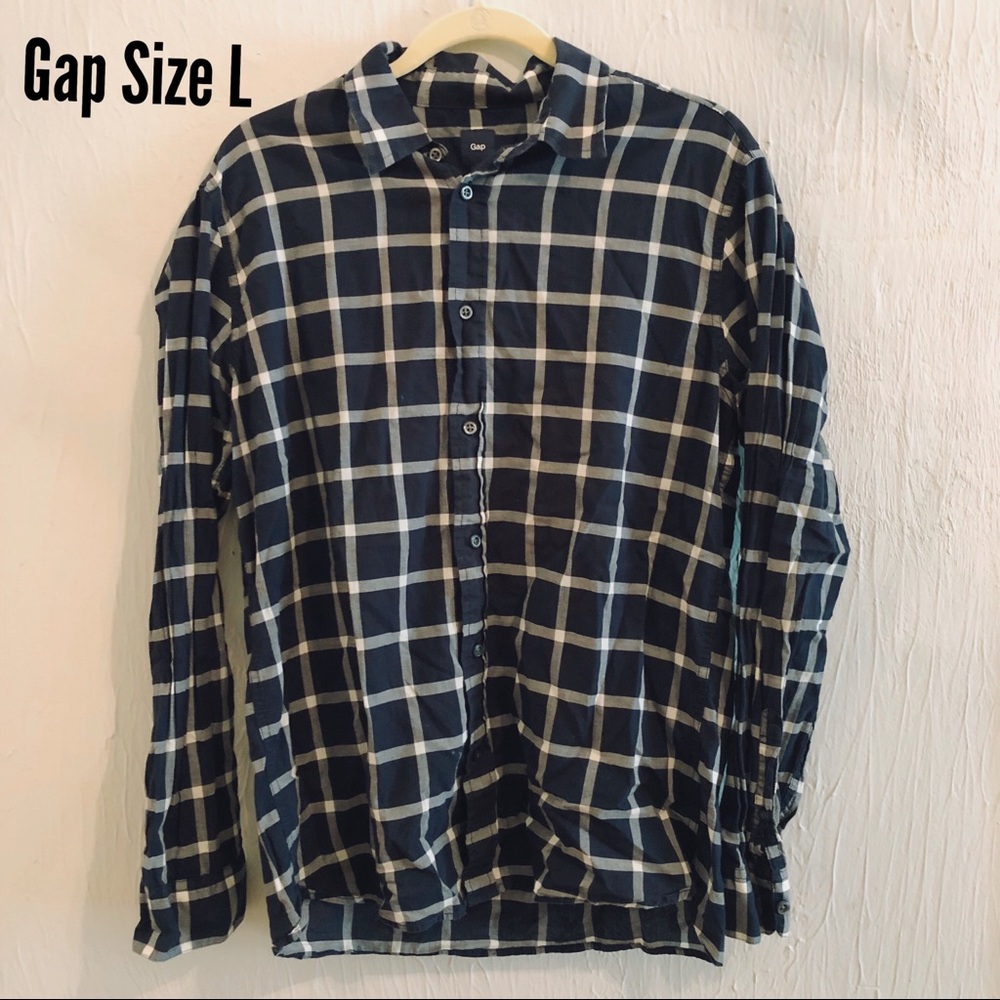 Gap Navy and White Cotton Button Down